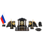 Настольный письменный набор с часами из природного камня обсидиана National Еmblem варинант исполнения - 1 | Loft Concept в Сочи