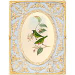 Декоративный постер с изображением птиц в раме с рельефным растительным узором Blooming Birds Poster варинант исполнения - 9 | Loft Concept в Сочи
