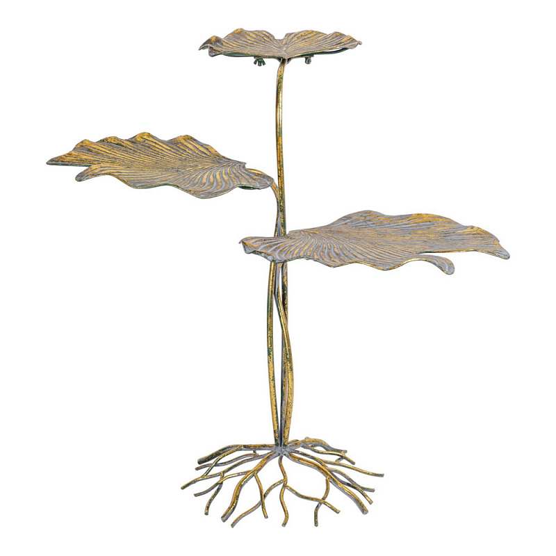 Столик приставной с тремя столешницами Тропические листья Tropical Forest gold Золотой в Сочи | Loft Concept 