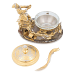 Икорница с декором "Емеля" с гравировкой на подставке из натурального камня Агат Decorative Cavair Dishes варинант исполнения - 2 | Loft Concept в Сочи