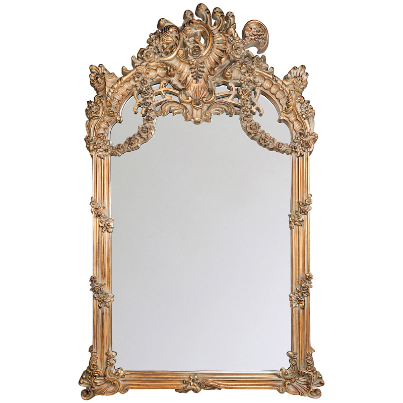 Зеркало настенное в ажурной раме с эффектом старины Classic Ornament Mirror Светло-коричневый  в Сочи | Loft Concept 