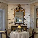 Обои ручная роспись Fishes Blue Pearl on Tarnished Silver gilded silk with pearlescent antiquing варинант исполнения - 6 | Loft Concept в Сочи