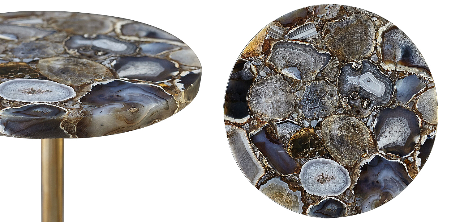 Приставной столик со столешницей из агата Grey Agate Side Table Приставной столик со столешницей из агата Grey Agate Side Table - Loft-Concept в Сочи
