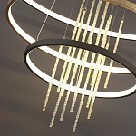 Люстра подвесная с 3-мя круглыми подвесами в черном и золотистом цвете и вертикальными подвесками Ring Horizontal варинант исполнения - 3 | Loft Concept в Сочи