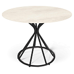 Стол обеденный с круглой керамической столешницей песчаного цвета Sand Ceramics варинант исполнения - 1 | Loft Concept в Сочи