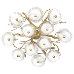 Потолочная люстра круглая ветвистыми бронзовыми элементами и стеклянными рифлеными дисками Textured Glass Chandelier варинант исполнения - 1 | Loft Concept в Сочи