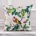 Декоративная подушка бежевая с изображением птица в саду Blooming Birds варинант исполнения - 2 | Loft Concept в Сочи
