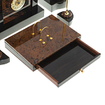 Настольный письменный набор с часами из природного камня обсидиана Royal Stone варинант исполнения - 4 | Loft Concept в Сочи