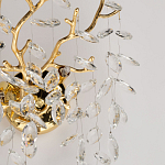 Бра золотого цвета с декоративными ветвями и прозрачными подвесками в форме листьев Droplet Chandelier варинант исполнения - 6 | Loft Concept в Сочи
