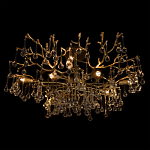 Потолочная люстра в виде ветвей деревьев золотого цвета с прозрачными подвесками-каплями Droplet Chandelier варинант исполнения - 4 | Loft Concept в Сочи