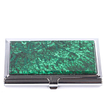 Визитница карманная металлическая с накладкой из натурального камня Малахит Stone Business Card Holders  варинант исполнения - 1 | Loft Concept в Сочи