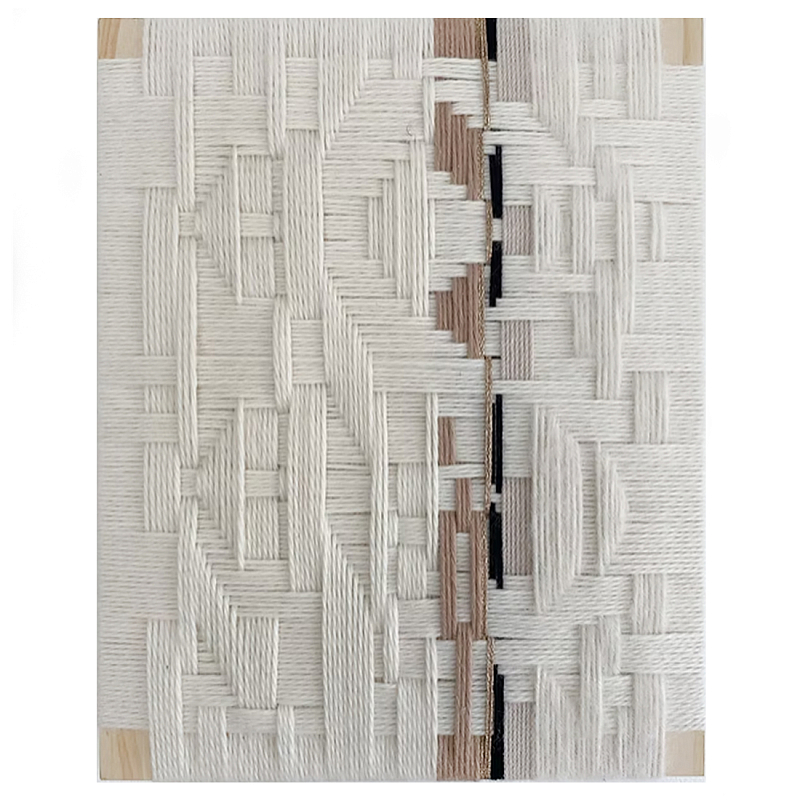 Текстильное панно ручной работы из хлопкового шнура wall panel line beige Коричневый Молочный в Сочи | Loft Concept 