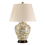 Настольная лампа с фарфоровым основанием бежевого цвета с рисунком и плиссированным абажуром на темной подставке Elstead Lighting варинант исполнения - 6 | Loft Concept в Сочи