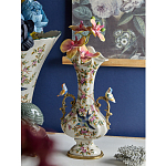 Ваза белого цвета из фарфора с цветочным рисунком и бронзовыми ручками с фигурками птиц Eden Garden porcelain and bronze варинант исполнения - 2 | Loft Concept в Сочи