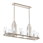 Люстра прямоугольная цвета латунь с прозрачными рифлеными цилиндрическими плафонами Kichler варинант исполнения - 11 | Loft Concept в Сочи