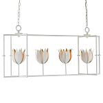 Люстра белая прямоугольная с абажурами в виде цветков тюльпана White Tulips варинант исполнения - 2 | Loft Concept в Сочи