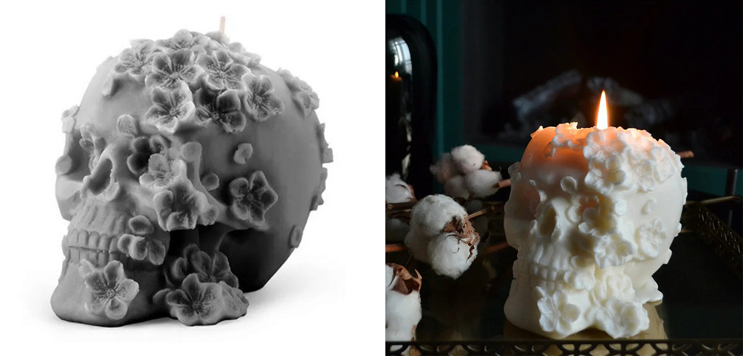 Свеча Gray Flowers Skull Свеча Gray Flowers Skull - Loft-Concept в Сочи