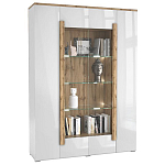 Шкаф-витрина с белым глянцевым фасадом 4-х дверная Grace of Furniture варинант исполнения - 1 | Loft Concept в Сочи