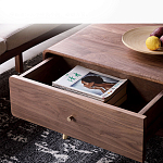 Кофейный стол из дерева с ящиком и нишей для хранения Coffee Walnut Table варинант исполнения - 7 | Loft Concept в Сочи