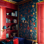 Обои с вышивкой ручной работы Flora Rio colourway on Liso Pine wool sateen варинант исполнения - 1 | Loft Concept в Сочи