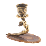 Подсвечник из натурального камня агат светло-коричневый Stone Candlestick варинант исполнения - 3 | Loft Concept в Сочи