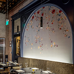 Обои ручная роспись Falling Flowers Standard colourway on Pale Grey dyed silk варинант исполнения - 3 | Loft Concept в Сочи