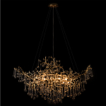 Подвесная люстра в виде ветвей деревьев золотого цвета с прозрачными подвесками-каплями 10 и 14 ламп Droplet Chandelier варинант исполнения - 2 | Loft Concept в Сочи