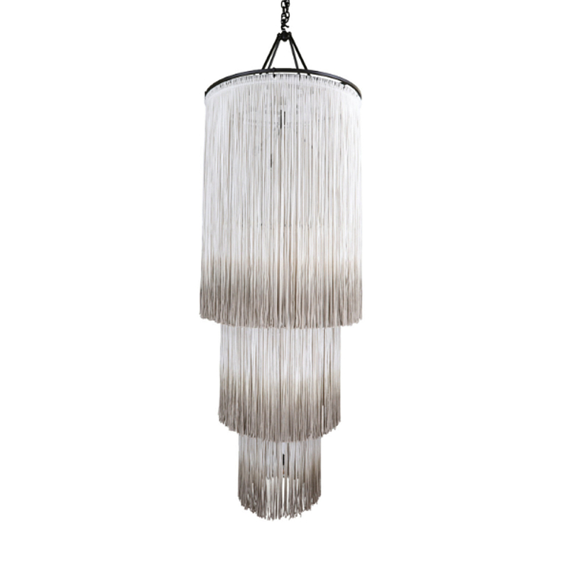 Люстра круглая трехъярусная из бахромы Milk Gradient Braided Fringe Молочный Люстра круглая трехъярусная из бахромы Milk Gradient Braided Fringe Молочный в Сочи | Loft Concept