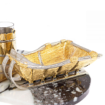Икорница со стопками с декором "Рыбак с санями" с гравировкой на подставке из натуральных камней Агат Мрамор Decorative Cavair Dishes варинант исполнения - 6 | Loft Concept в Сочи