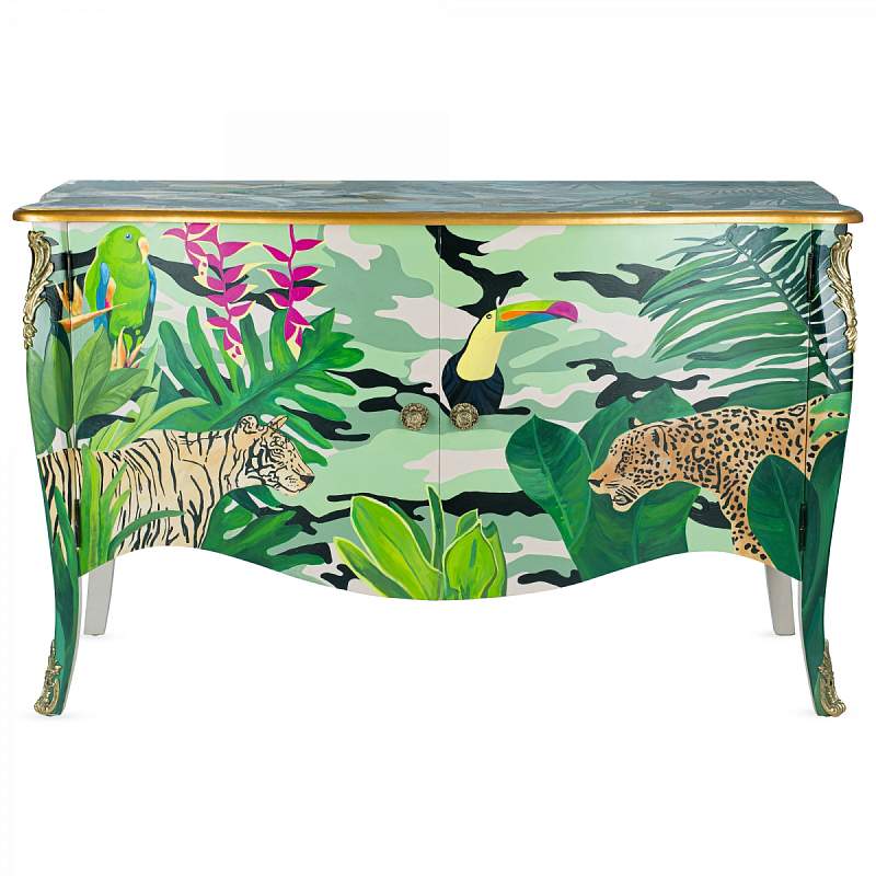 Комод L.XV DRESSER Flowers Jungle Серебряный Зеленый в Сочи | Loft Concept 