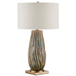 Настольная лампа с фактурным корпусом и тканевым абажуром Smooth Peaks варинант исполнения - 3 | Loft Concept в Сочи