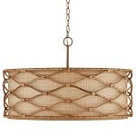 Подвесной светильник  из кованого железа и абажуром из ротанга Wicker Furniture варинант исполнения - 3 | Loft Concept в Сочи