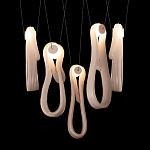 Подвесной светильник белого цвета с 6-ю изогнутыми плафонами Flow Loop варинант исполнения - 7 | Loft Concept в Сочи