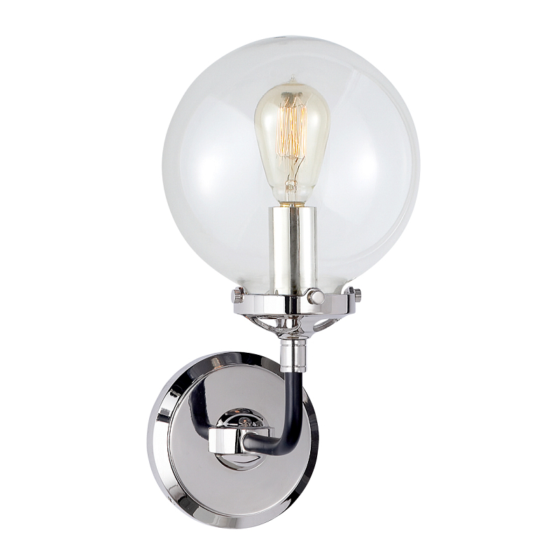 Бра Бистро Globe Clear Glass Single Sconce Nickel  в Сочи | Loft Concept 