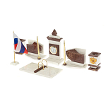 Настольный письменный набор из мрамора и лемезита с гербом и флагом России Marble Accessory варинант исполнения - 2 | Loft Concept в Сочи