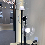 Настольная лампа с тремя прозрачными куполообразными плафонами и черным металлическим основанием Flos Wireline Lighting варинант исполнения - 4 | Loft Concept в Сочи