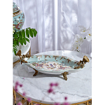 Блюдо овальное из голубого фарфора с ручками в виде бабочек и цветочным рисунком Blue Garden варинант исполнения - 6 | Loft Concept в Сочи