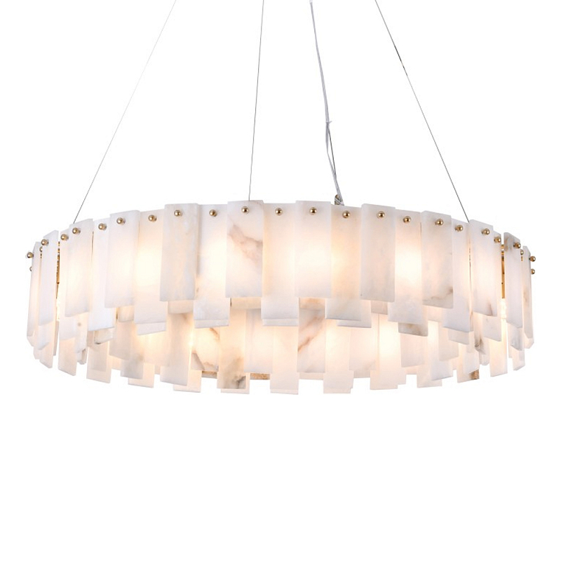 Люстра круглая декорированная натуральным камнем Stone Interior Accent Медь Белый в Сочи | Loft Concept 