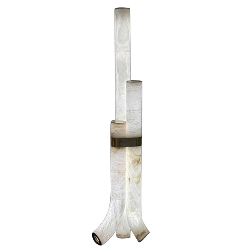 Торшер геометрический с тремя мраморными плафонами Marble Tripod Белый Торшер геометрический с тремя мраморными плафонами Marble Tripod Белый в Сочи | Loft Concept