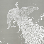 Обои ручная роспись в стиле Арт-деко Whistler Peacocks Special Colourway on Pale Grey dyed silk варинант исполнения - 1 | Loft Concept в Сочи