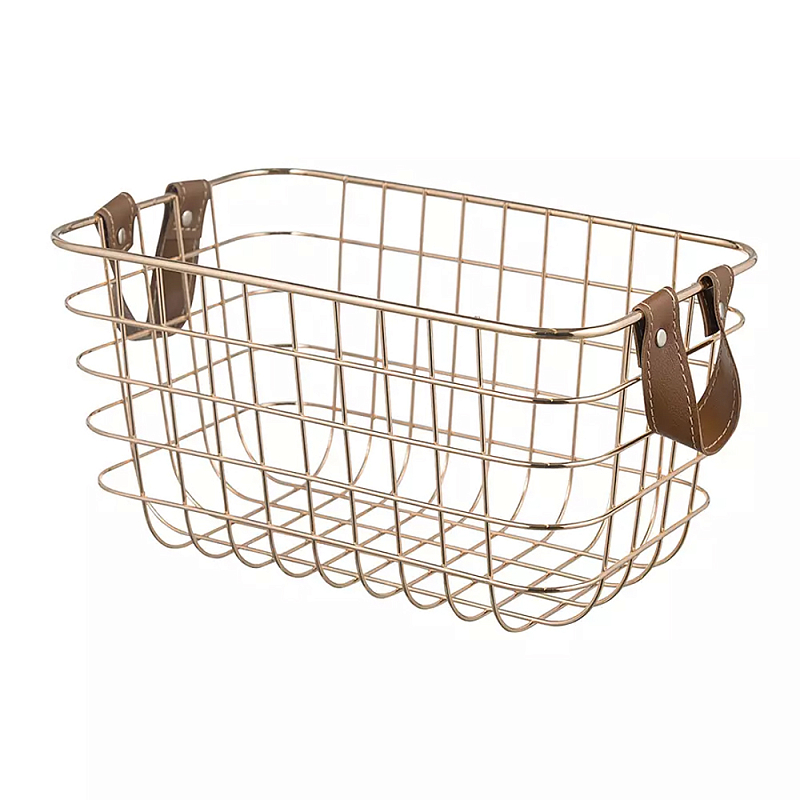 Корзина для хранения железная с ручками Iron Basket золотая Золотой Корзина для хранения железная с ручками Iron Basket золотая Золотой в Сочи | Loft Concept