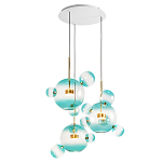 Люстра подвесная с прозрачными бирюзовыми стеклянными шарами и круглым основанием 3 лампы Giopato & Coombes варинант исполнения - 3 | Loft Concept в Сочи