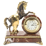 Часы настольные бронзовые с декором в виде коня Horse Stone Clock варинант исполнения - 1 | Loft Concept в Сочи