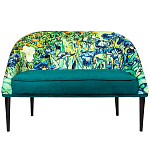 Диван двухместный из натурального бука зеленый с цветочным принтом Impressionism in Art варинант исполнения - 1 | Loft Concept в Сочи