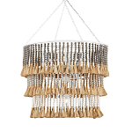 Люстра трехъярусная с декором из круглых деревянных бусин с кисточками Gray Brown Wooden Beads Chandelier варинант исполнения - 2 | Loft Concept в Сочи