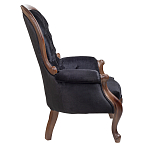 Кресло с мягкой обивкой из черного велюра на 4-х деревянных ножках Evelyn Classical Armchair варинант исполнения - 2 | Loft Concept в Сочи