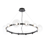 Люстра подвесная круглая с 12-ю прозрачными куполообразными плафонами и черным металлическим основанием Flos Wireline Lighting варинант исполнения - 3 | Loft Concept в Сочи