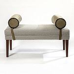 Банкетка Banquette PIED DE POULE с принтом гусиная лапка и бежевыми подлокотниками  варинант исполнения - 3 | Loft Concept в Сочи