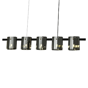Подвесной светильник светодиодный с 5-ю цилиндрическими плафонами светло-серого цвета из стекла и стали Andrea Сhandelier Grey