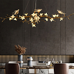 Люстра в виде золотой ветки с цветами и птичками Marvelous Garden варинант исполнения - 4 | Loft Concept в Сочи